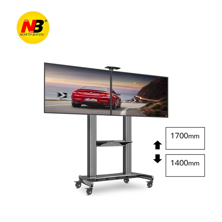 A Perú Nb Avt1800-65-2A TV pantalla doble Carro móvil 40"-60" Soporte de carro DE montaje de TV de plasma LCD LED con estante AV Y soporte de cámara