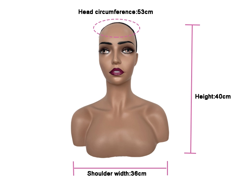 Realistic Female Dummy Mannequin Head with Shoulder Manikin Head Bust for Wigs Beauty Accessories Display Model Wig Heads