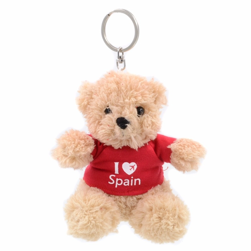 Plush Teddy Bear Keychain Toy Soft Stuffed Animal with Red T-Shirt