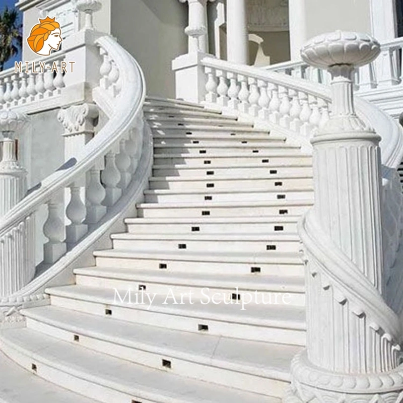 China Natural Stone Design Tiles Tread White Panda Marble Stairs