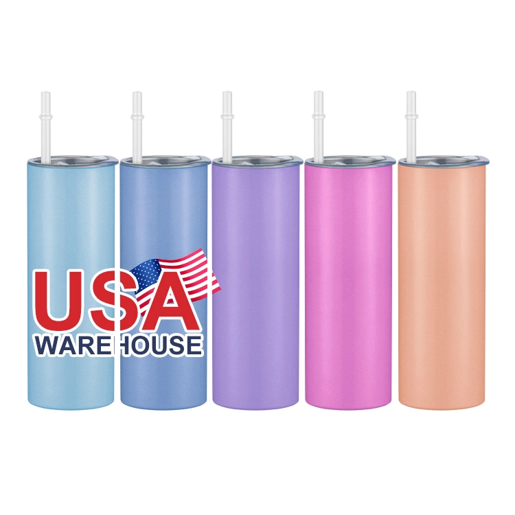 5% de réduction sur la livraison gratuite de l'entrepôt aux États-Unis. 25PCS Gobelet droit en acier inoxydable vierge de sublimation de couleur UV changeante.