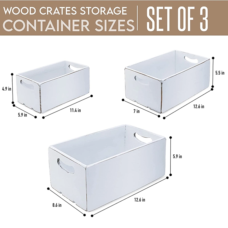 Dekorative Box Holzkrate Set mit 3 Geschenkkratten