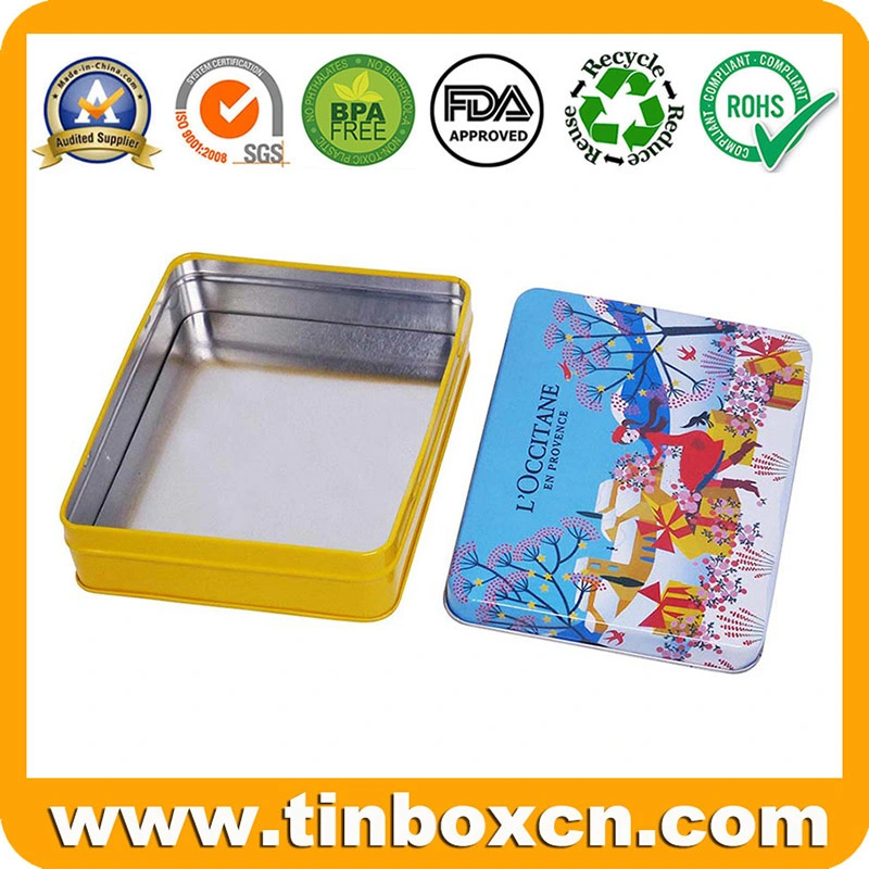 Stylish Rectangle Gift Box Tin Case Christmas Metal Tin for Promotional Festival Storage Container