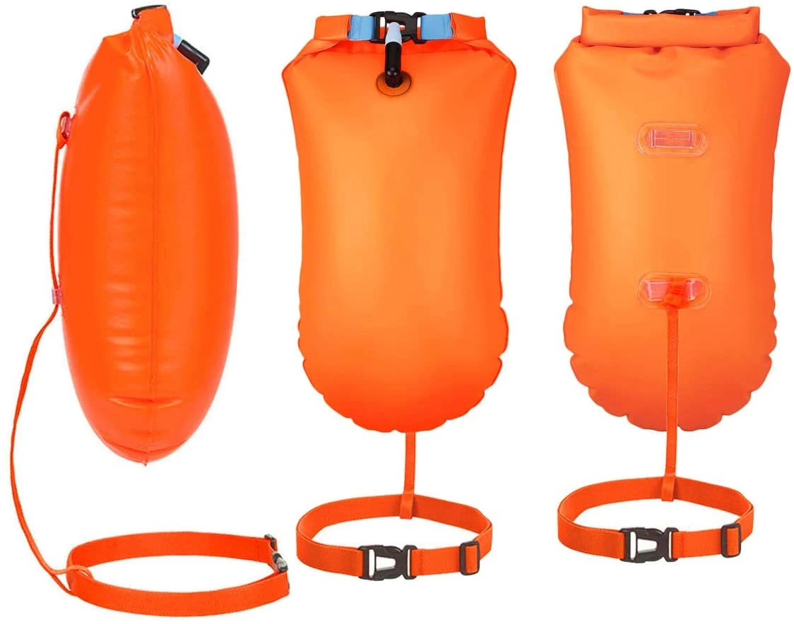 20L Waterproof Swim Bouy with Storage Space Inflatable Dry Bag Bright Color Swim Safety Float for Open Water Swimmers