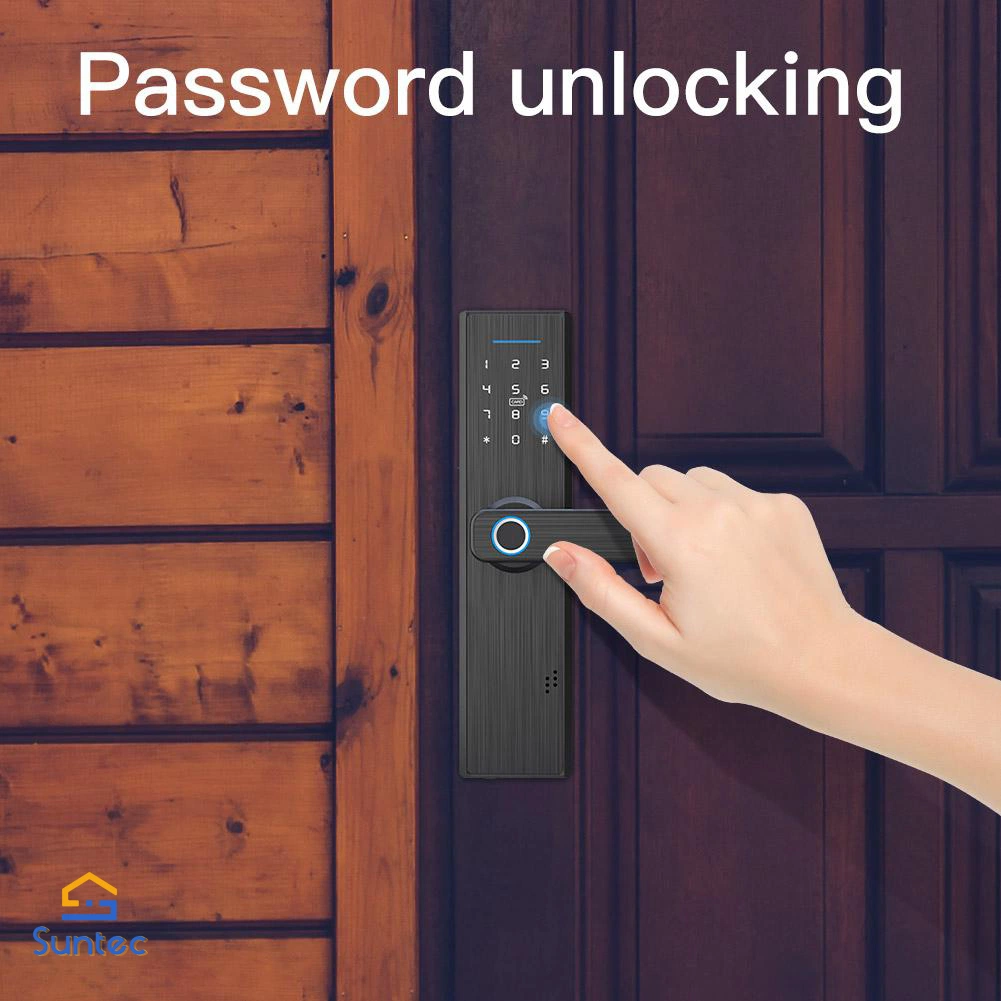 Destrancamento Múltiplas WiFi Senha de impressão digital, cartão, chave da fechadura de porta inteligente de segurança