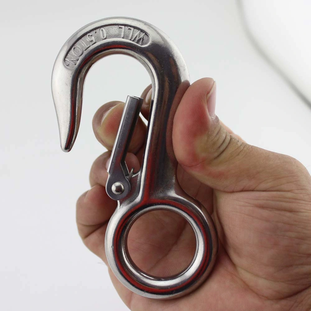 Newest Sale Stainless Steel Large Round Eye Crane Hooks Cargo Hook Accessory for Wire Rope