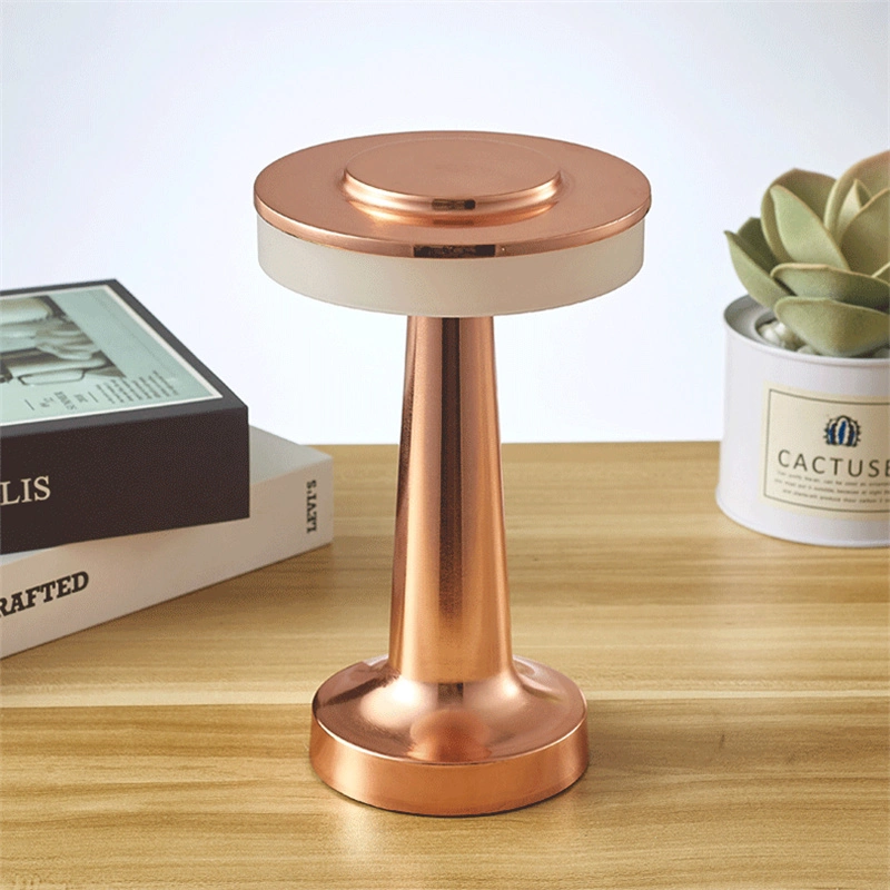 Golden Mini Cordless Restaurant Bar Table Lamp with Rechargeable Battery Built in