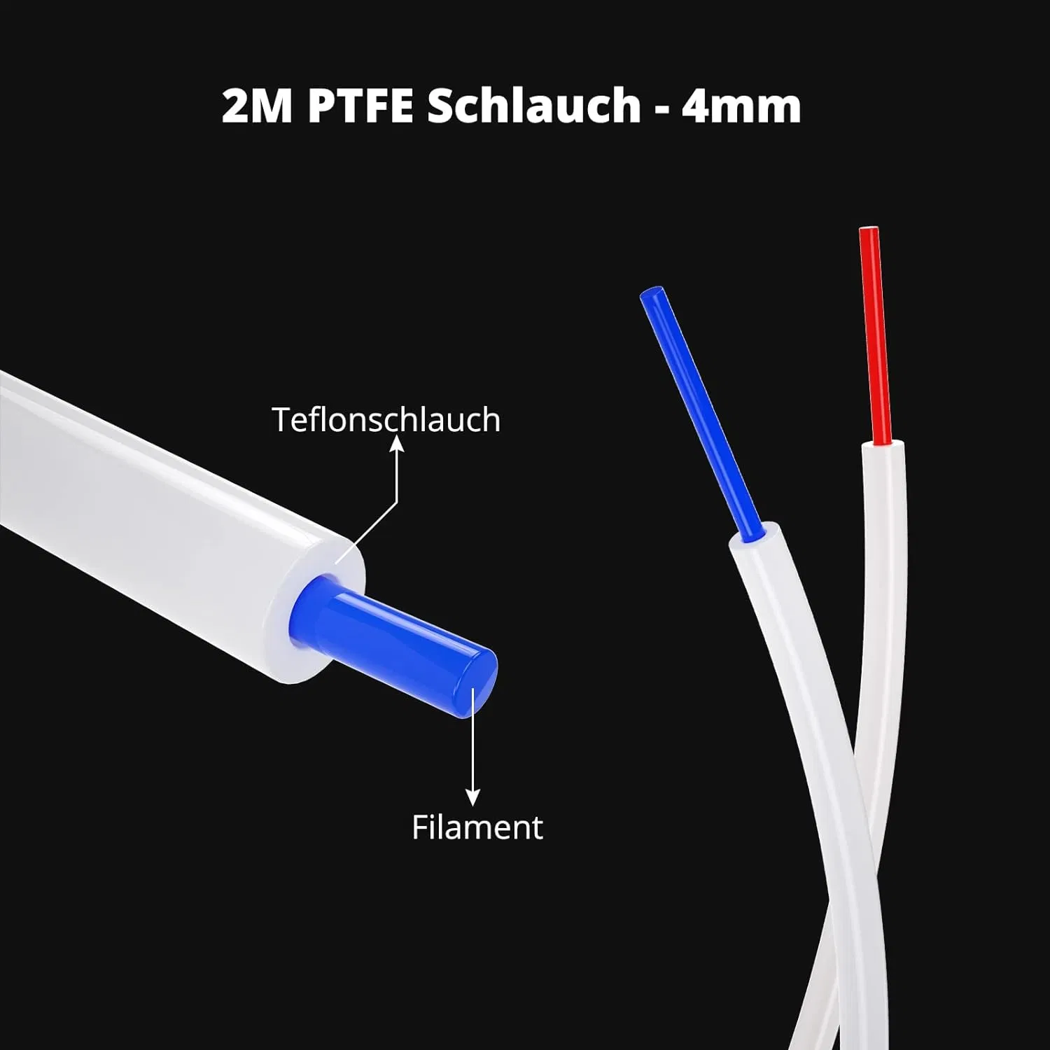 3D Printer Tube 4mm Od X 2mm ID Clear PTFE Tubing High-Temperature Resistance Flexible Extruder Tube