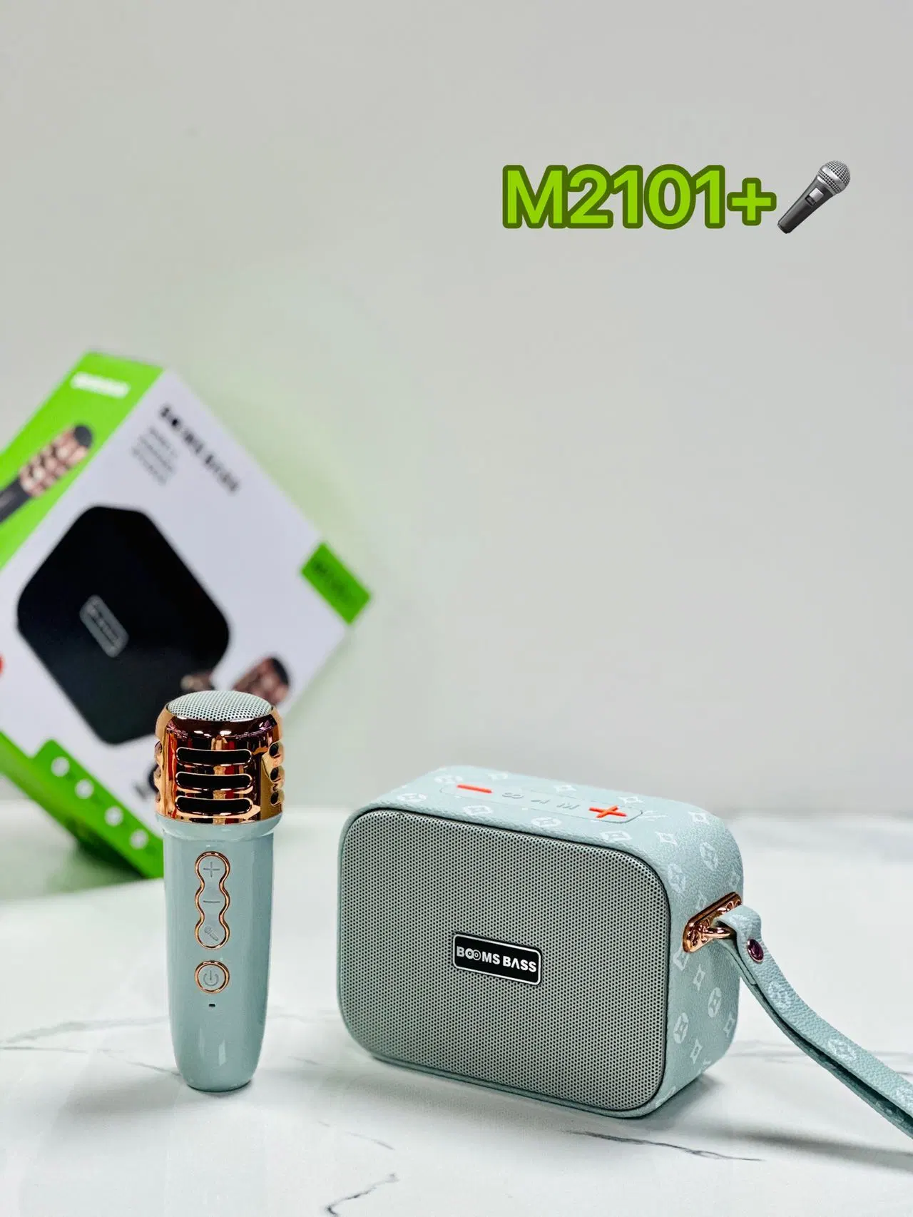 New Ld-M2101+Wireless KTV Audio Portable Strap Bluetooth Speaker Microphone Set Home KTV Karaoke_Black