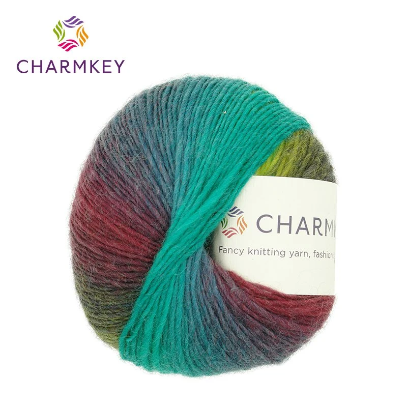 High quality/High cost performance  Rainbow Multicolor Single Strand Wool Yarn for Crochet Knitting Shawl