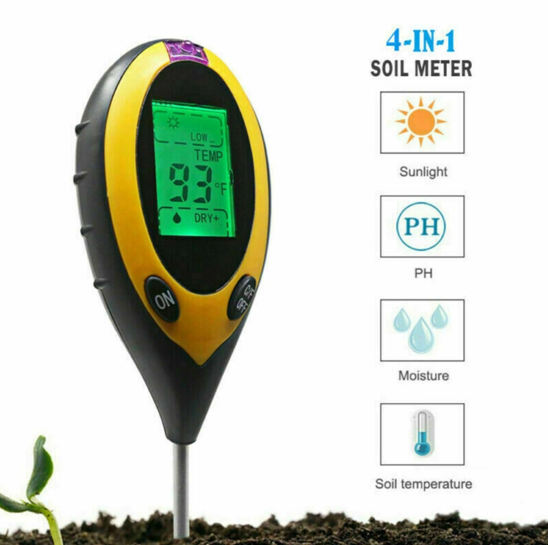 4 in 1 Digital Soil Moisture Temperature Light pH Meter