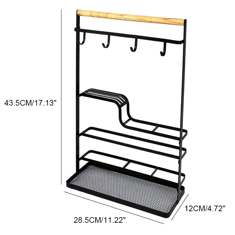 Kitchen Storage Cutlery Rack Cooking Utensils Holder Standing Metal and Wood Kitchen Organizer