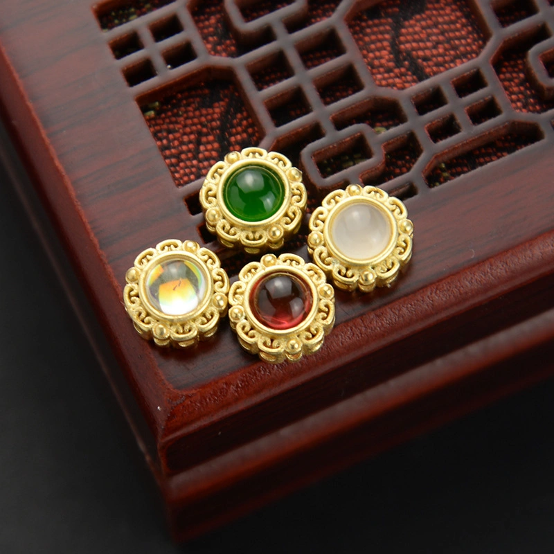 Round Alluvial Gold Accessories Inlaid Beads Spacers Sunflower DIY Bracelet Necklace Accessories Material