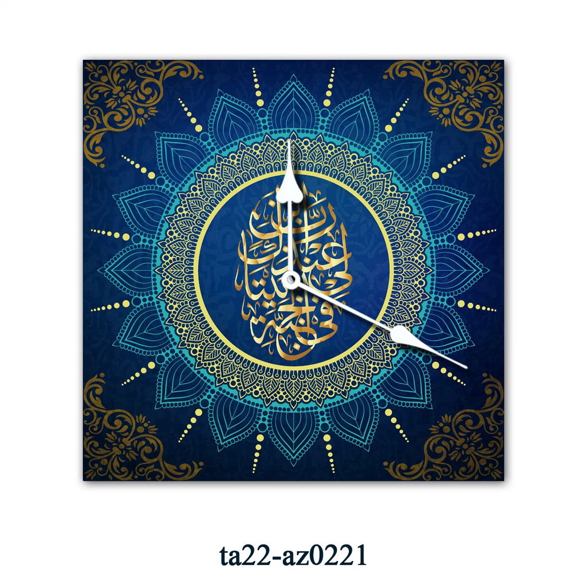 Custom Islamic Design Print Acrylic Wall Clock Glass Wall Clock Interior Decoration Painting Round Wall Art