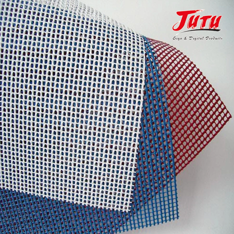 Tissu de polyester enduit Non-Toxic Jutu maille filet revêtus de PVC avec une bonne résistance à la traction