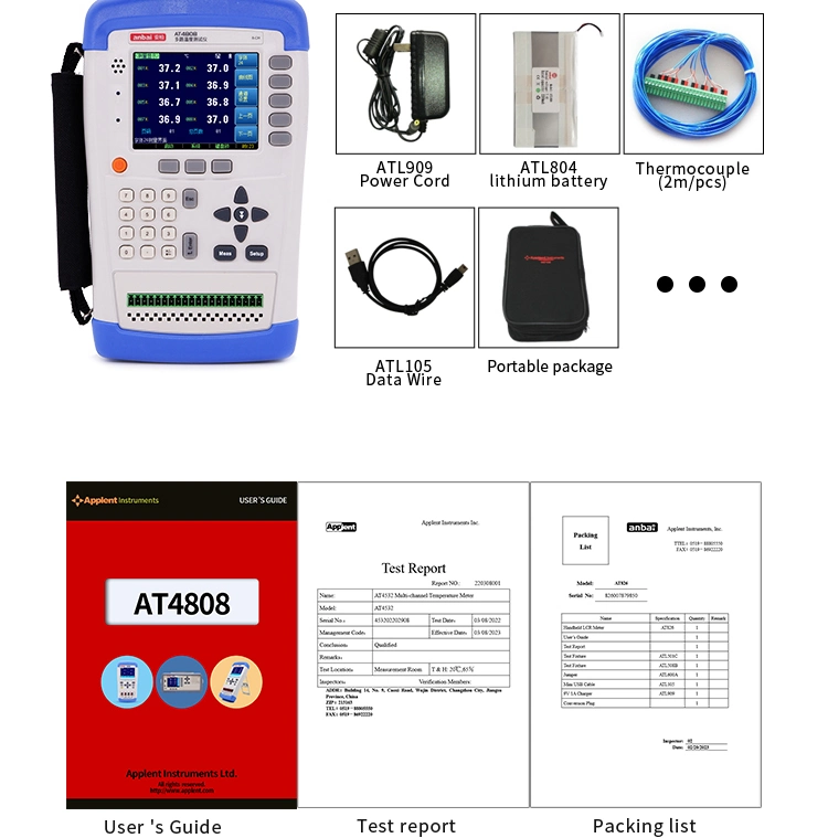 Rechargeable Handheld Industry Temperature Meter Data Logger Tester AT4808