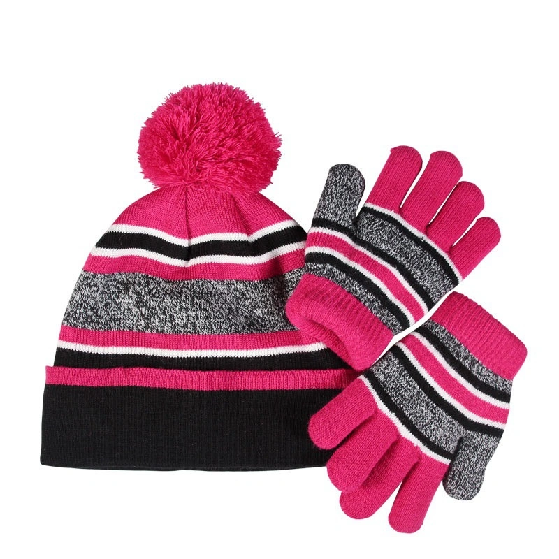 Factory Direct Sales Warm Set Children Hat Gloves 2-Piece Set