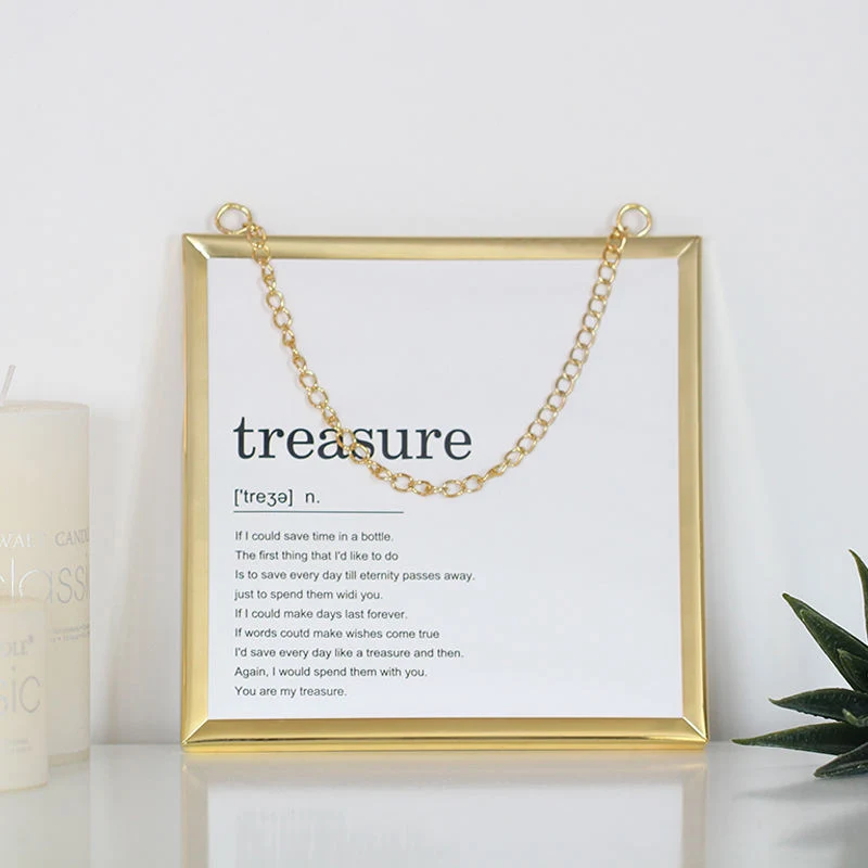 Craft Simple Golden Wall Hanging Ornament Promotional Gift Metal Photo Frame