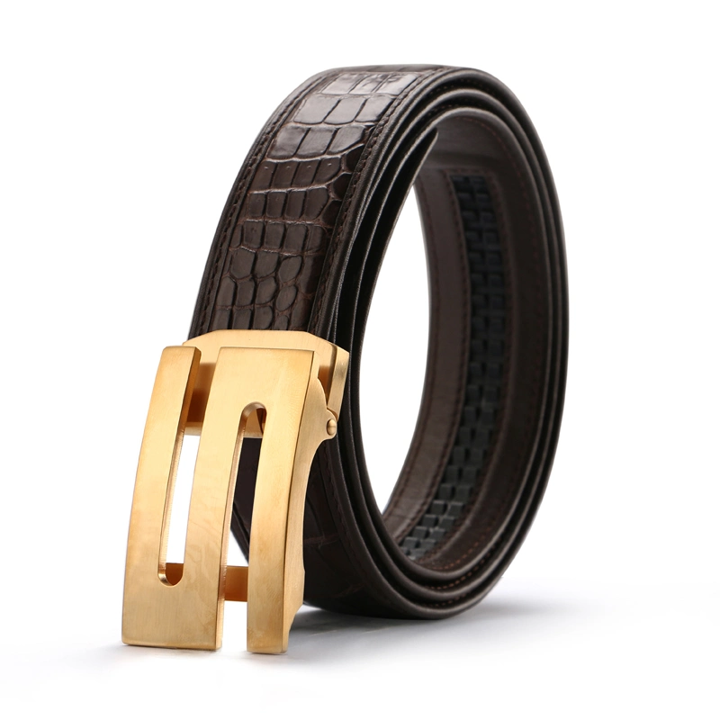 Custom Men Automatic Buckle Genuine Crocodile Belly Leather Waist Belts