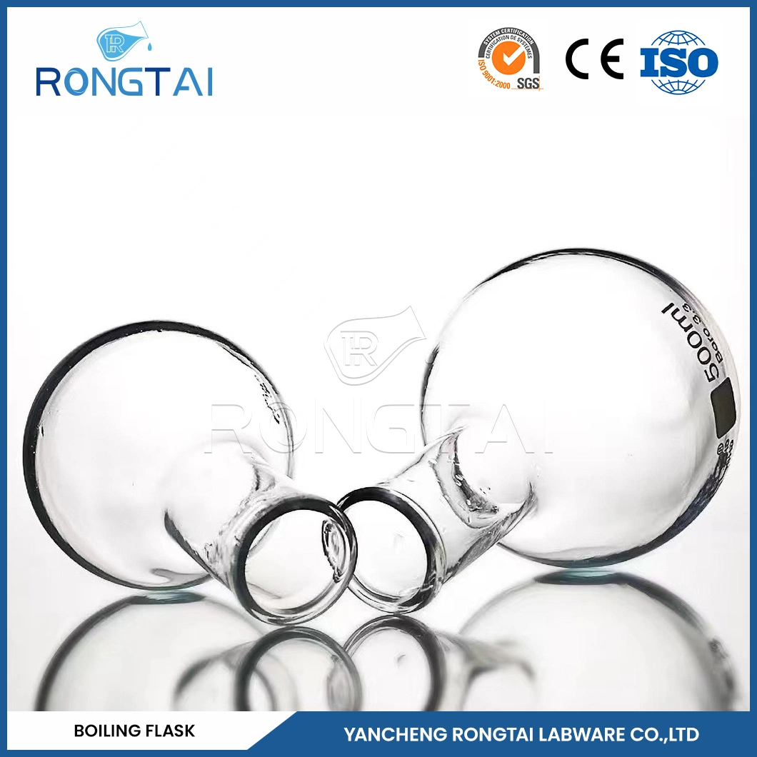 Rongtai material de vidro de laboratório fornecedores estabelecidos num balão de vidro de 30 ml China 100ml 150ml 1000ml Balão