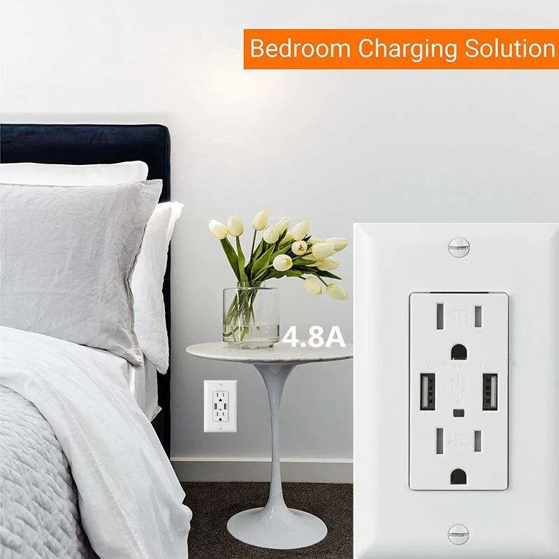 Electrical Outlet Receptacle Dual USB Charger USB Wall Socket