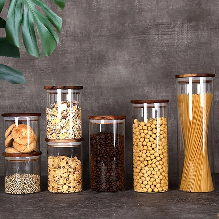 Wholesale/Supplier Custom Logo Size Food Cereal Storage Containers High Borosilicate Airtight Glass Storage Jars Lid