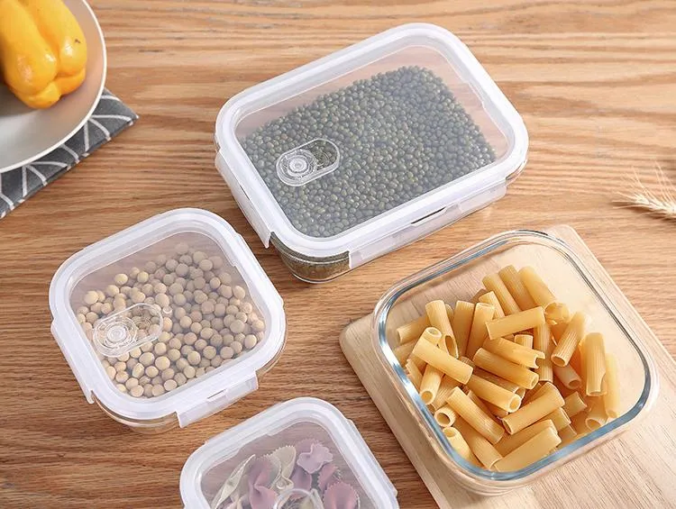 Verre étanche de stockage des aliments et des contenants étanches définie avec Snap Lock de couvercles, coffre pour lave-vaisselle, four, four à micro-ondes, congélateur, sans BPA