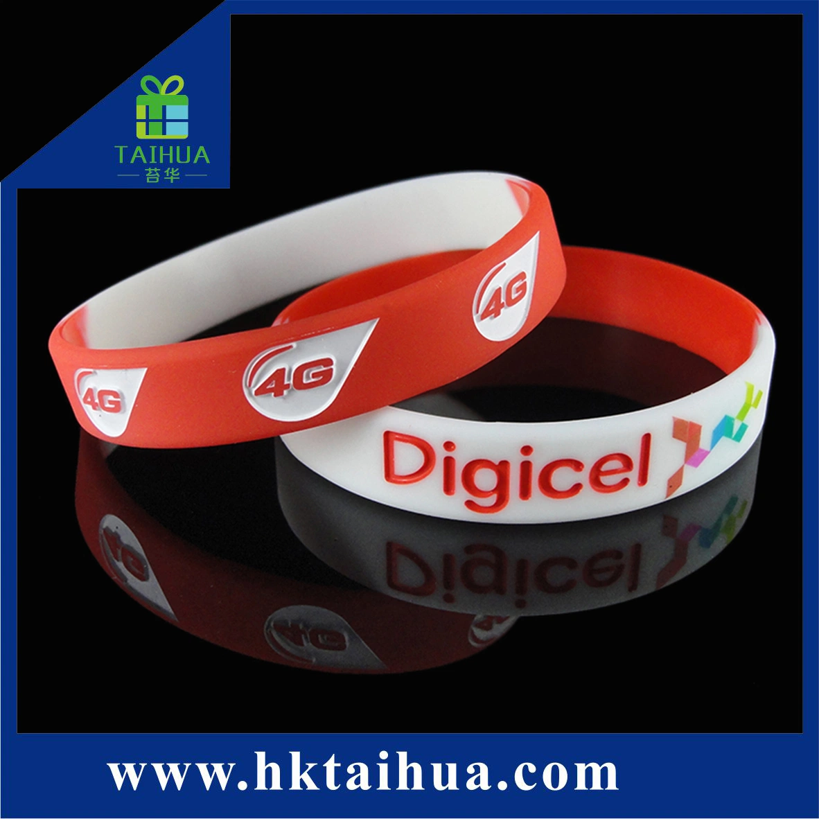 Fashion Customized Embossed Color Filled Silicone Wristband/Bracelet