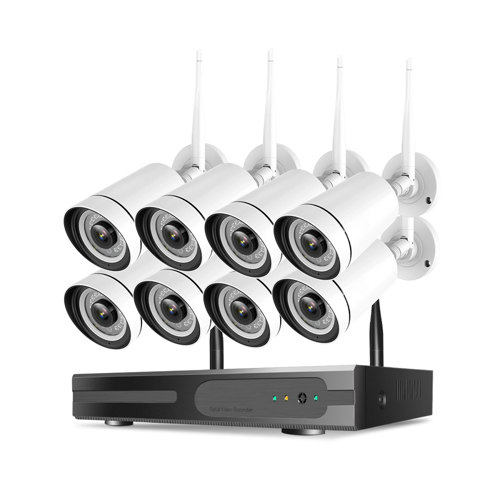 8PCS 5MP Waterproof Color Night Vision WiFi IP CCTV Camera NVR Kits with Audio Face Human Detection Alarm Phone APP Cloud Storage