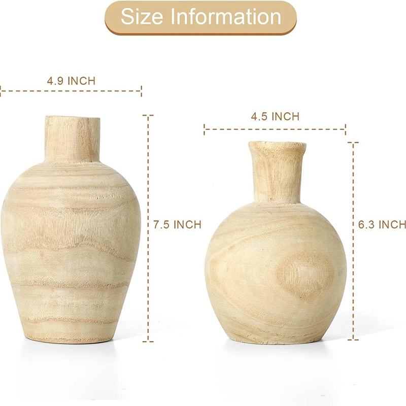 Juego de jarrón de madera Vases de granja jarrón boho para sala de estar Decoraciones