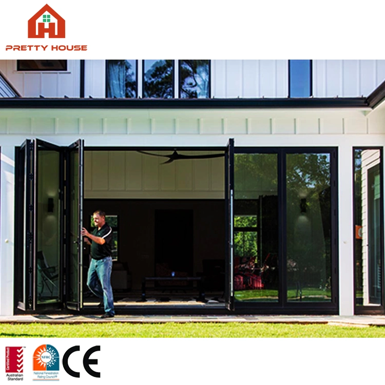 European Style Double Glazing Aluminum Glass Interior Bi Folding Doors