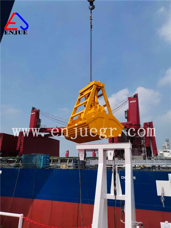 24t /35t/30t Enjue Marine Deck Crane Single Rope Hook on Clamshell Grab Bucket for Sale in China with Radio Remote Controlled