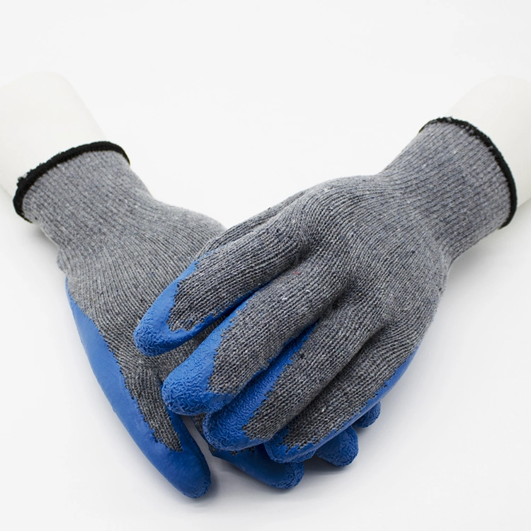 Custom Logo Anti Slip Oil Chemical Resistant Latex Safety Gloves Construction Labor Protection Blue Latex Gloves Work CE En388