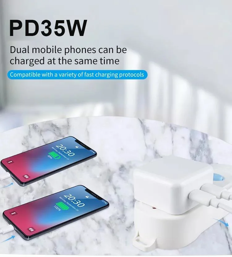 35W USB Typ A/C US/UK/EU Stecker Schnellladegerät für Telefone Pd