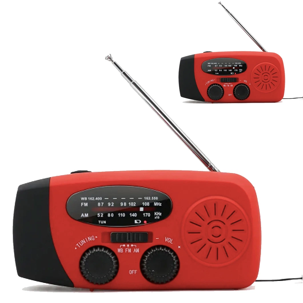 Rádio portátil de emergência com luzes intermitentes e rádio digital