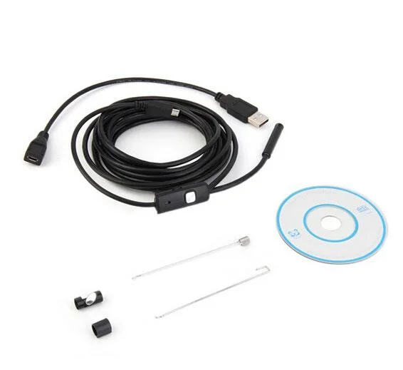 2m Wasserdichtes Endoskop Mini HD Kamera Snake Tube 5,5mm Objektiv Starre Kabel USB Inspektion mit LED Borescopefür Android Phone PC