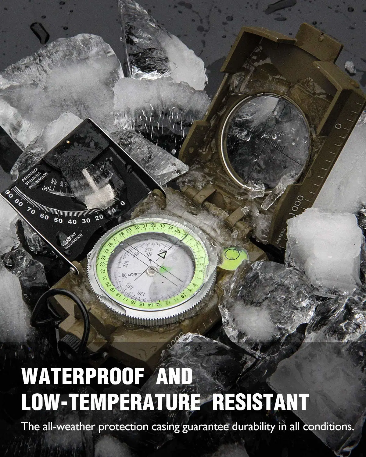 Multifunctional Inclinometer Impact Resistant Waterproof Sighting Navigation Compass