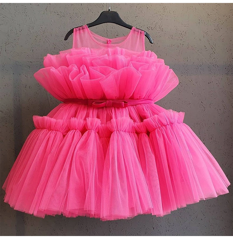 Girls Wear Wedding Dress Puffy Girls Party Garment Baby Ball Gown Sleeveless Gown 7 Colors