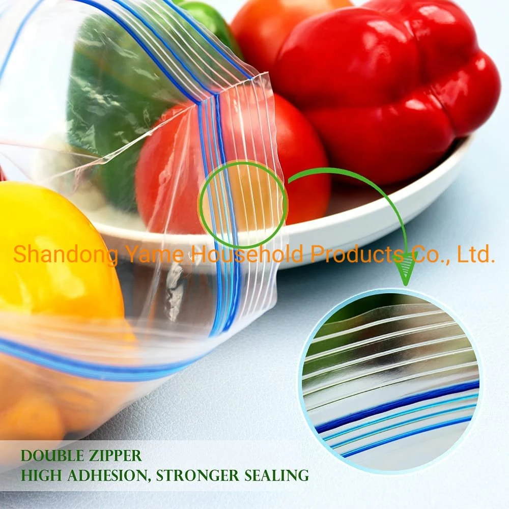 Plastic LDPE Zipper Reusable Double Click Ziplock Freezer Food Packaging Storage Poly Bag (snack sandwich quart gallon)