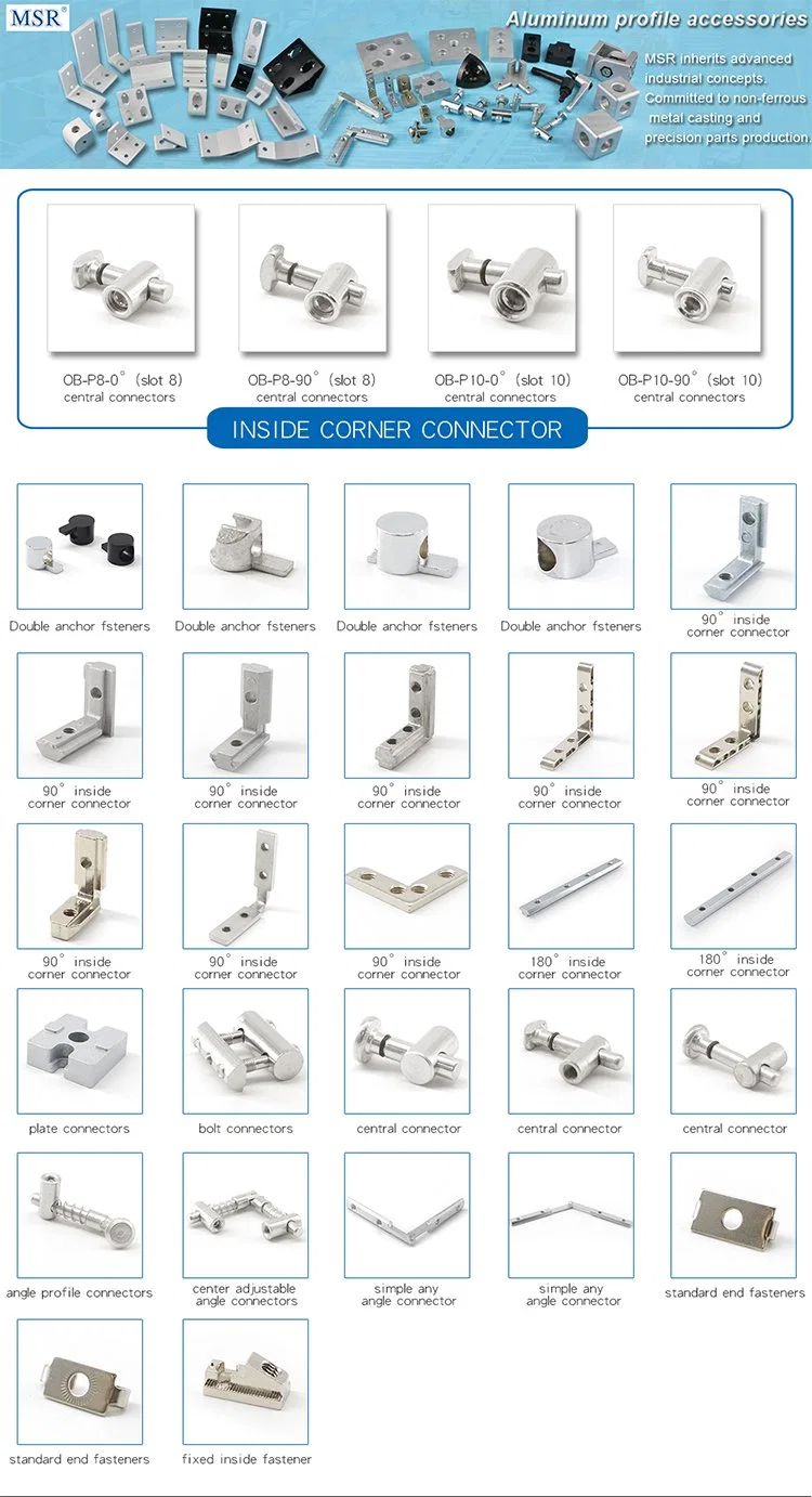 Slot 8 90 Degree Central Connector Ob Steel Part for Aluminium Profile and Industrial Usage Connecting