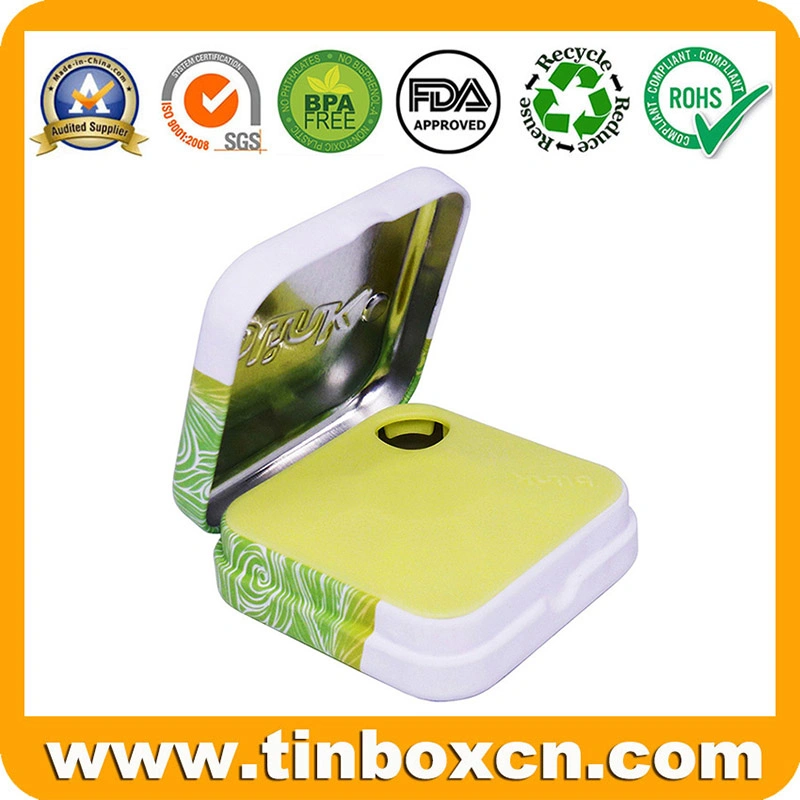 Small Square Candy Can Gum Mints Tin Box with Plastic Inserts Crystal