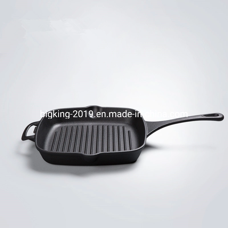 Factory Price Cast Iron Cookware 11'' Square Steak Pan Cast Iron Grill Pan