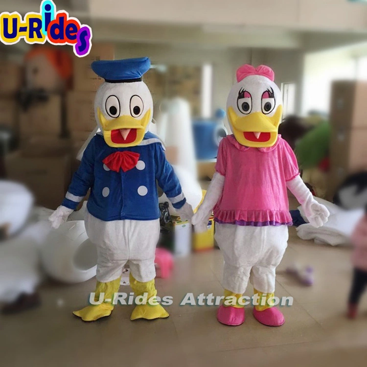 Pato mono y traje de mascota para la publicidad y el partido