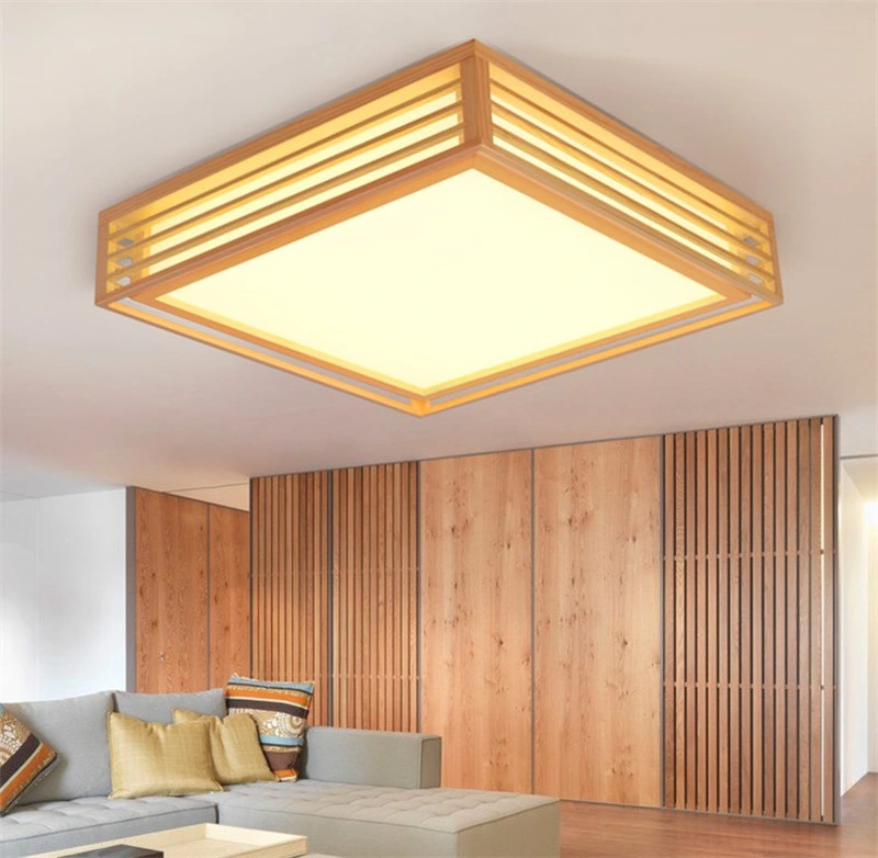 Natural Wood Living Room Lamp Japanese Style LED Home Ceiling Light (WH-WA-35)