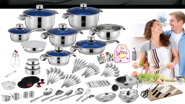 Manufacturer Custom Cookware Set Soup Pot & Stock Pot 100PCS Cookware