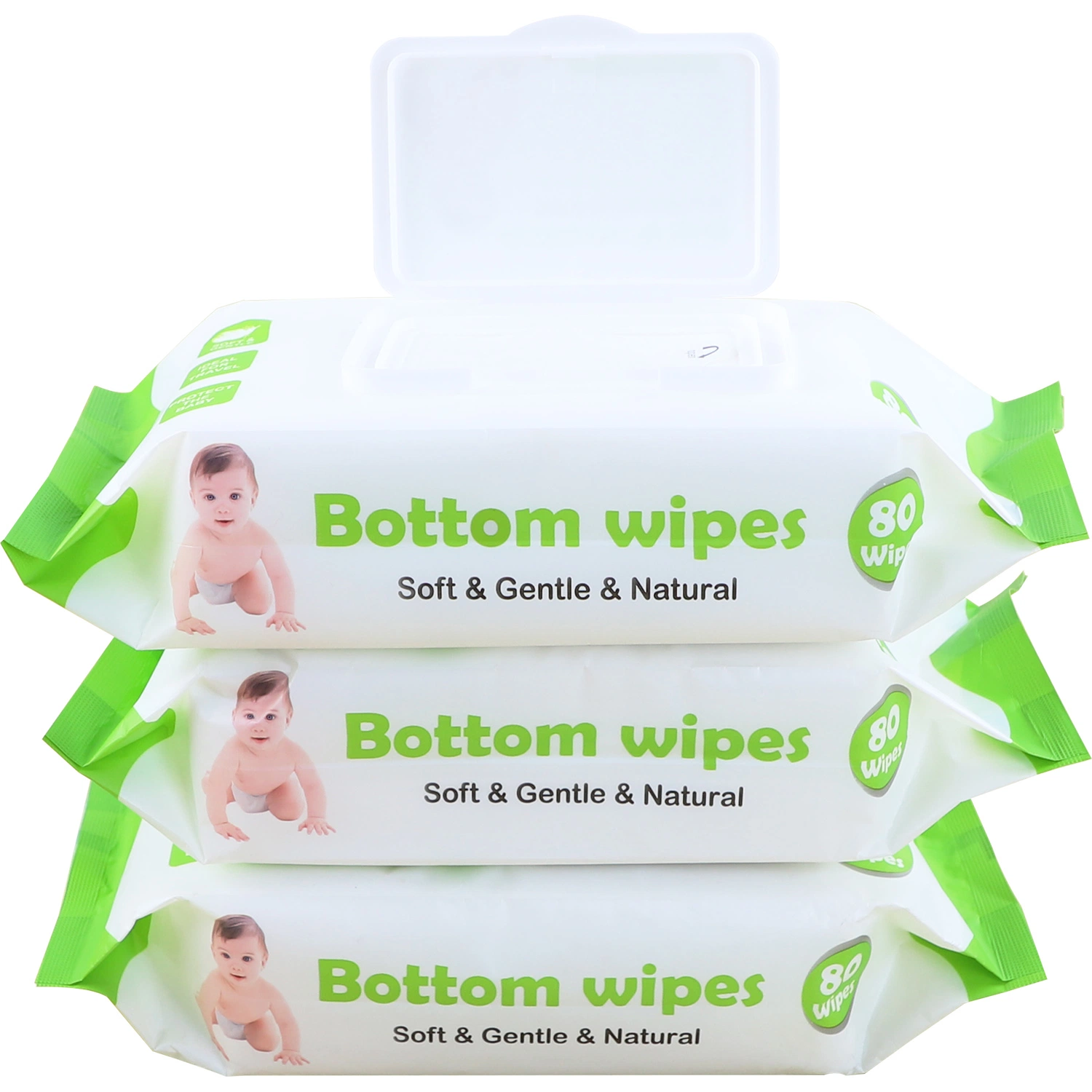 80 PCS Eco Friendly Food Grade Biodegradable Soft Baby Wipes Reusable Baby Skin Care