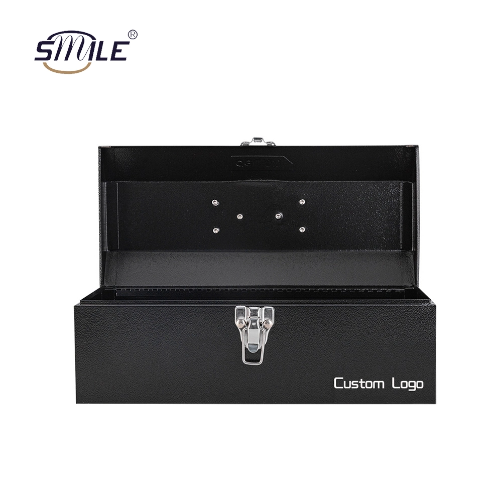 Smile Multifunctional Black Metal Hardware Toolbox with Safety Lock Custom Metal Tool Case