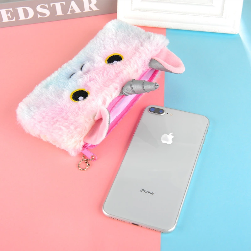 Cute Laser Unicorn Plush Large Capacity Pen Bag Student Stationery Bag Storage Bag Pencil Bag