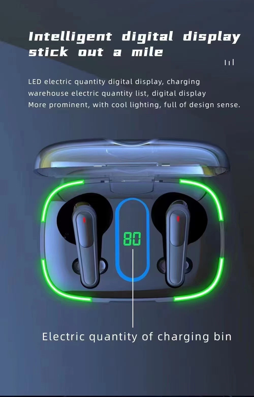 Wireless Stereo Earbud Earphone Tws Earbuds Mini Power Display Transparent Housing Earbuds