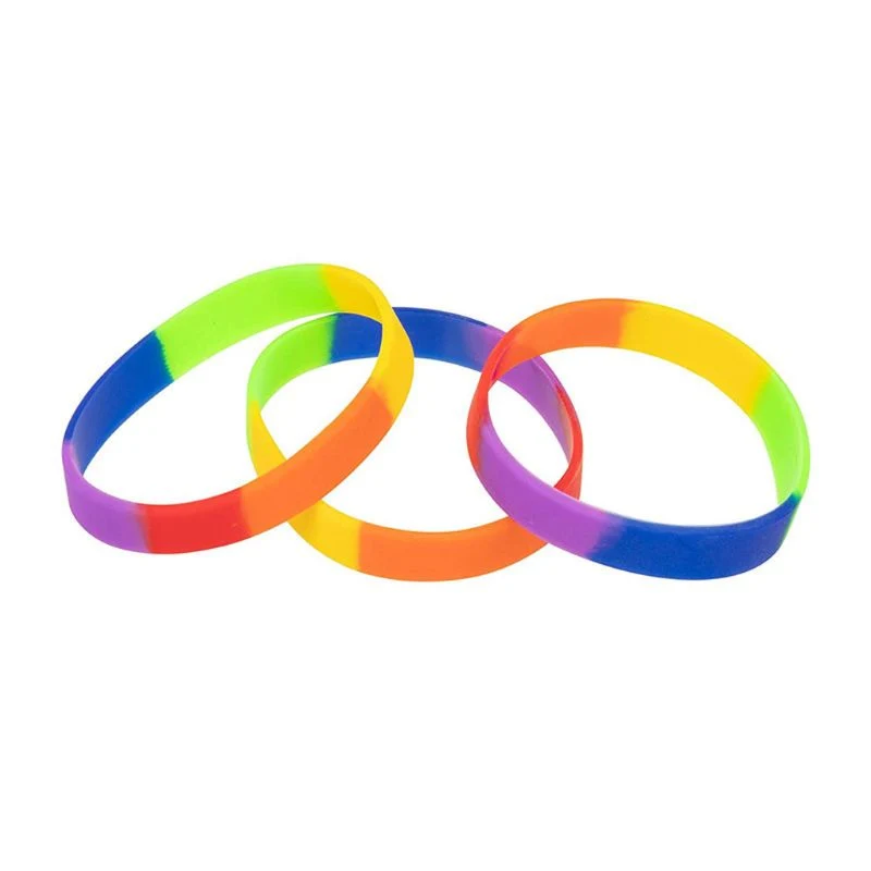 Custom Rainbow Unisex Silicone Embossed/Debossed Silicone Bracelets